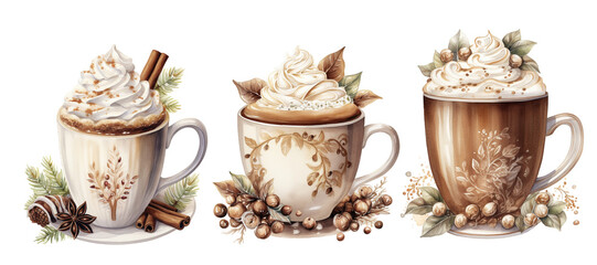 Hot chocolate. Ai illustration. PNG.