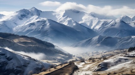 paysage de montagnes enneigées, généré par IA