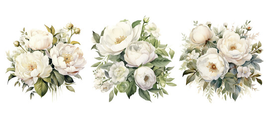 White bouquet. PNG. Ai generated illustration - 655887255