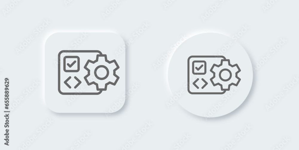 Poster software line icon in neomorphic design style. application signs vector illustration.