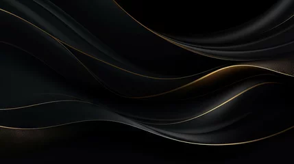 Fototapeten Abstract illustration of luxurious black lines on a gradient background with golden accents © hassan