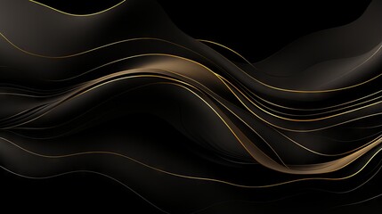 Abstract illustration of luxurious black lines on a dark background with golden accents and geometric shapes.