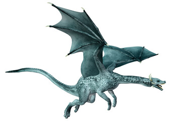 3D Rendering Fairy Tale Dragon on White