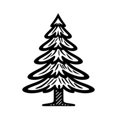 Christmas tree icon.Black outline christmas tree icon. Holiday icon
