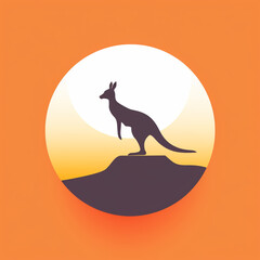kangaroo in the sunset 2d icon