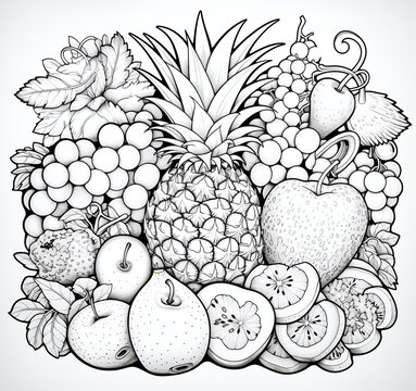 funny fruit cartoon coloring page