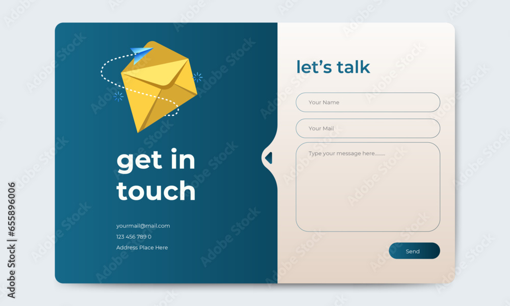 Fototapete editable contact form page template. profesional layout web design with modern element. vector