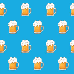Vector seamless background with glasses of beer