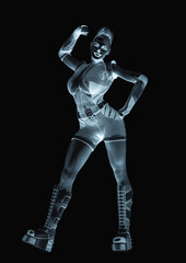 cyberpunk la muerte girl on white background