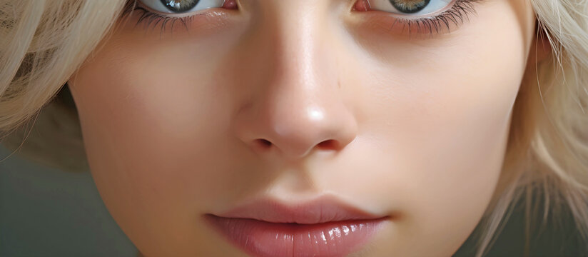 Panorama of a femail face. AI generated.