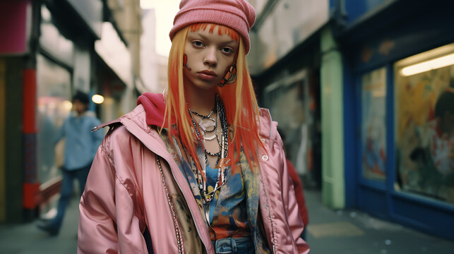 photograph of a person dressed in 2000s fashion 