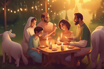 Christmas nativity scene with Jesusoseph and baby Jesus