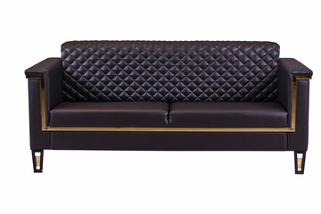 Isolated Black Leather and Fabric Office Armchair