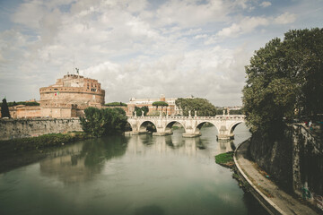 Saint Angelo bridge in Rome, Italy
