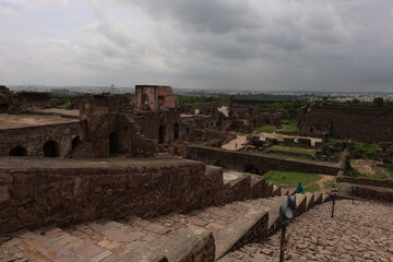 Fototapeta na wymiar Golkonda fort built by the Kakatiya kings was an engineering marvel, Hyderabad, Telangana, India