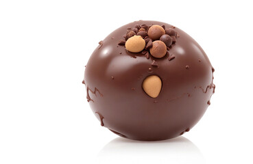 Chocolate truffle candy isolated on white background