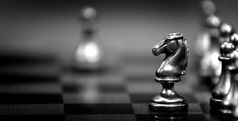Chess Pieces on Board for Game and Strategy