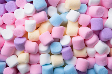 Creative wallpaper group of blue and pink marshmallows created with generative AI technology