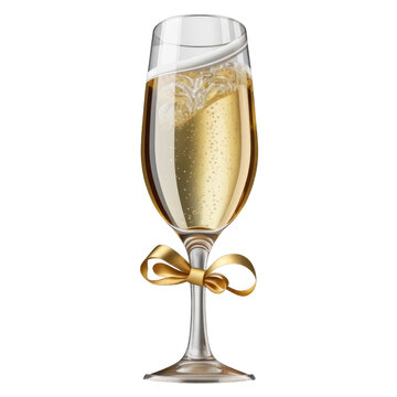 Champagne glass on transparent background, isolate die cut png file