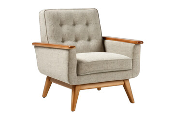 Mid-century modern accent chair sofa, transparent background, isolate die cut png file