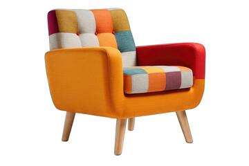 Mid-century modern accent chair sofa, transparent background, isolate die cut png file