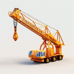 Obraz na płótnie Canvas Construction crane 3D icon for web design in cartoon style, copy space, isolated background. Created characters and objects in 3D style for use in web site interface design