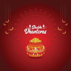 Indian festival happy dhanteras celebration greeting card