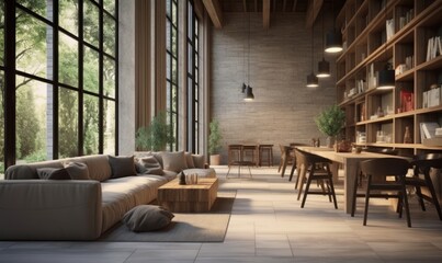Fototapeta na wymiar Loft Home. Contemporary Interior Design Background. Generative AI