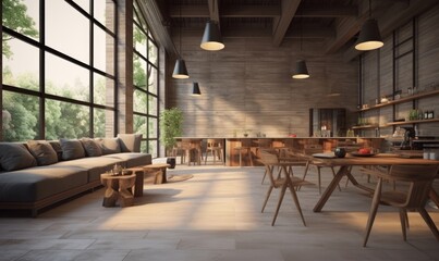 Loft Home. Contemporary Interior Design Background. Generative AI