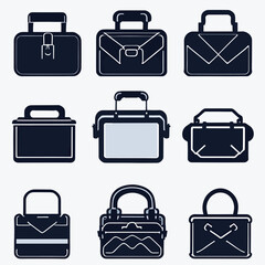 Free vector Set briefcase icon silhouette design.