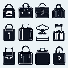 Free vector Set briefcase icon silhouette design.