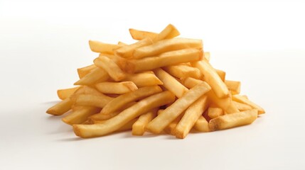 thin cut crispy fries iscolated on a white background.Generative AI