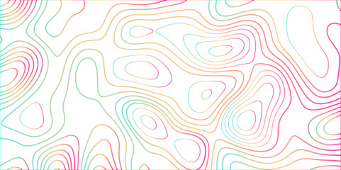 Abstract white background with colorful gradient Topographic line map pattern. Contour elevation topographic and textured Background Modern design with White background with topographic wavy patte.