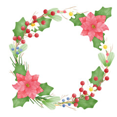 christmas wreath with holly berries