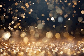 Golden lights in defocus. Abstract bokeh backdrop. New year and Christmas background footage.