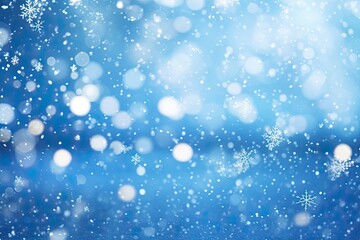 Snow and snowflakes on a blue background in defocus. New year and Christmas background footage....