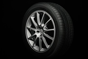 Obraz premium Car tire on black background