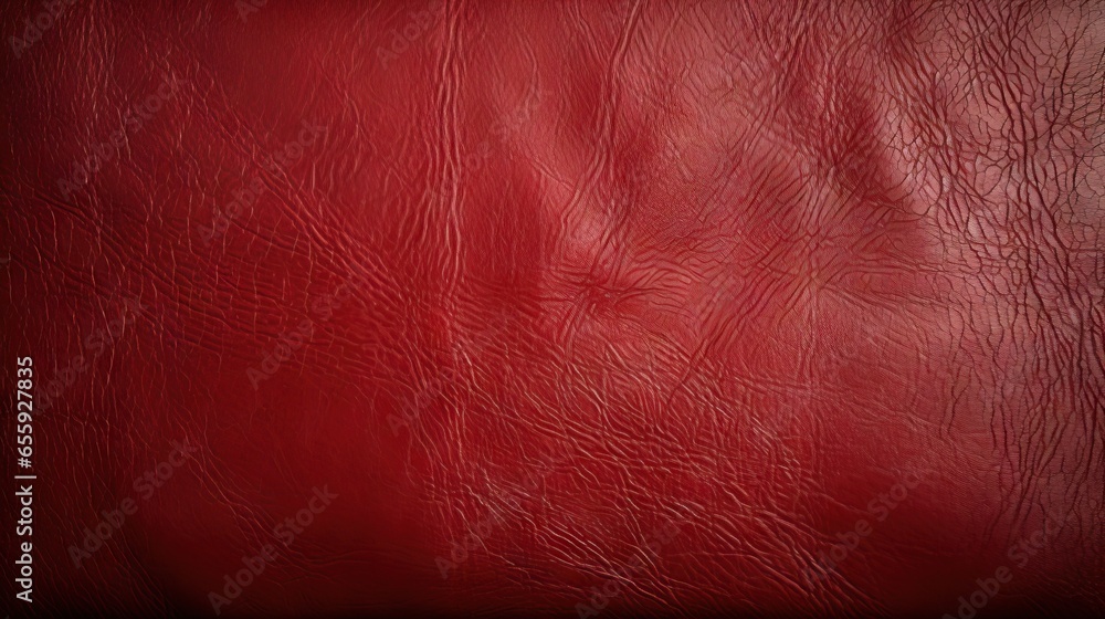 Poster a red leather texture background with a black border around it. generative ai