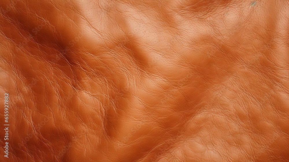 Poster a close up of a brown leather textured surface with a small patch of dirt. generative ai