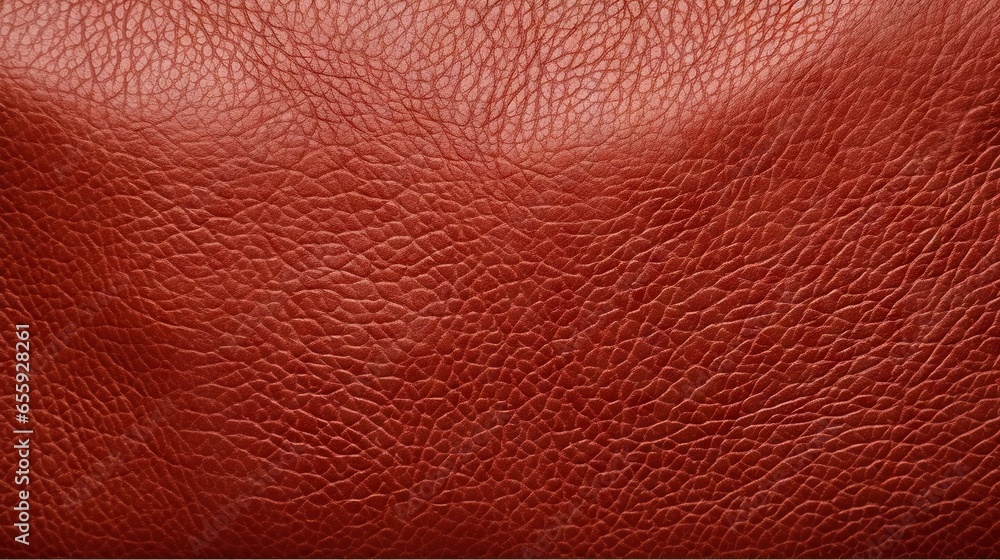 Poster a close up of a red leather textured surface with a light reflection. generative ai