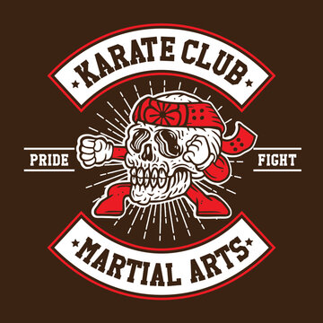 Karate Club Mascot Design Martial Arts Patch Emblem Badge Vector Design