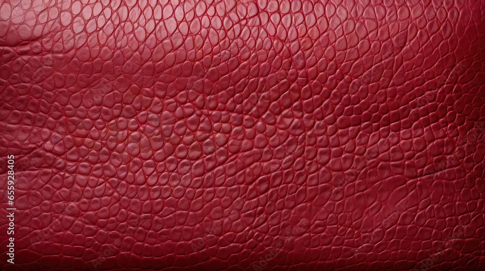 Poster a close up of a red leather textured material with a slight pattern. generative ai