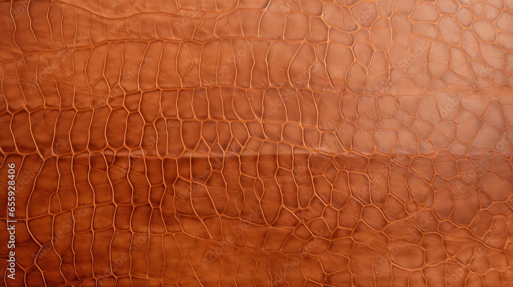 Poster a close up of a brown leather textured surface with a pattern. generative ai