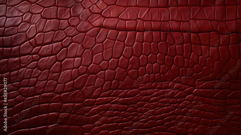 Poster a close up of a red leather textured surface with a red background. generative ai