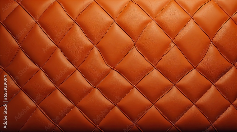 Poster a close up of an orange leather textured material with a diamond pattern. generative ai