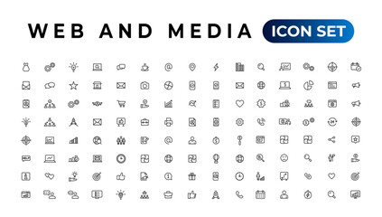 Audio Video Icons Pack. Thin line icons set. Flat icon collection set. Simple vector icons