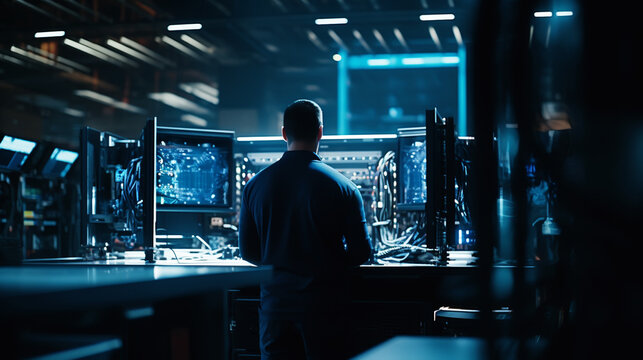 technician working in server room