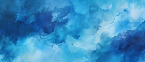 Fototapeta na wymiar Gradient Deep Blue Watercolor Background with Liquid Fluid Grunge Texture - Abstract Art for Banner, Poster, or Wallpaper Design