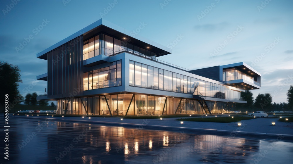 Poster modern office building created with generative ai