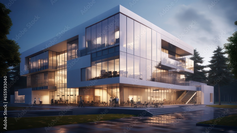Poster modern office building created with generative ai